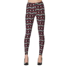 Adult Black and Red Ugly Reindeer Leggings at Spencer's