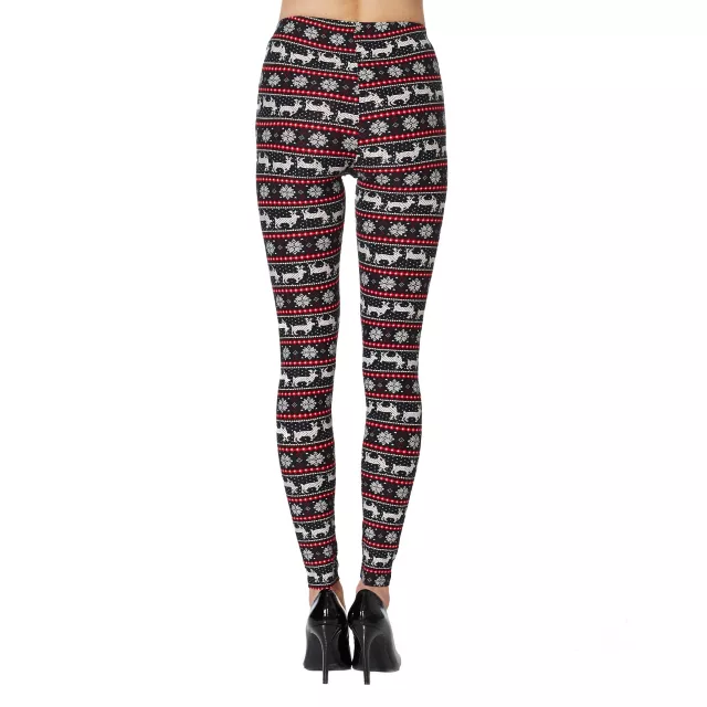 Adult Black and Red Ugly Reindeer Leggings at Spencer's