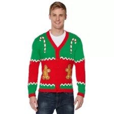 Adult Gingerbread Ugly Christmas Sweater Cardigan at Spencer's