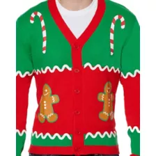 Adult Gingerbread Ugly Christmas Sweater Cardigan at Spencer's