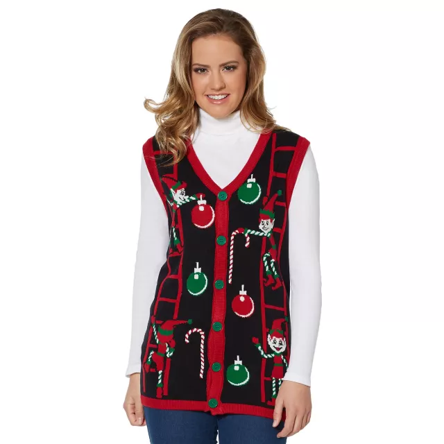 Adult Elf Ugly Christmas Sweater Vest at Spencer's