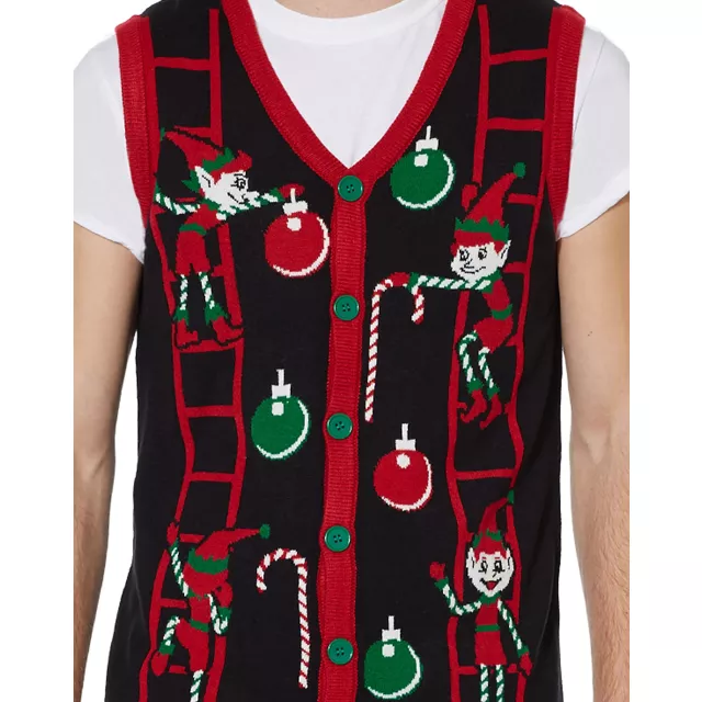 Adult Elf Ugly Christmas Sweater Vest at Spencer's
