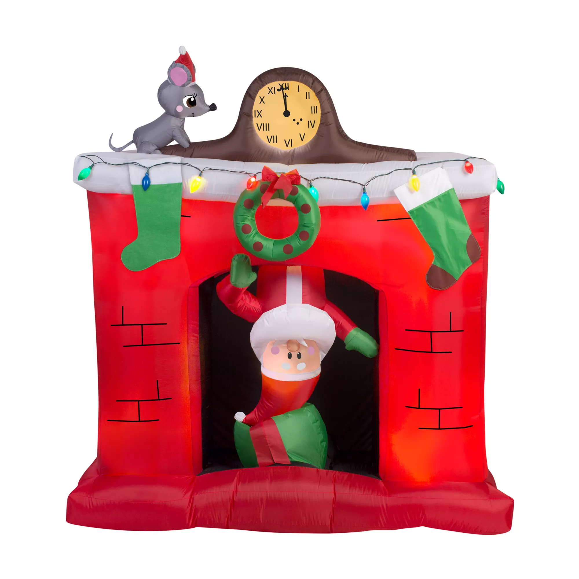 5.5 Ft Light-Up Santa Fireplace Inflatable - Decorations at Spirit Halloween