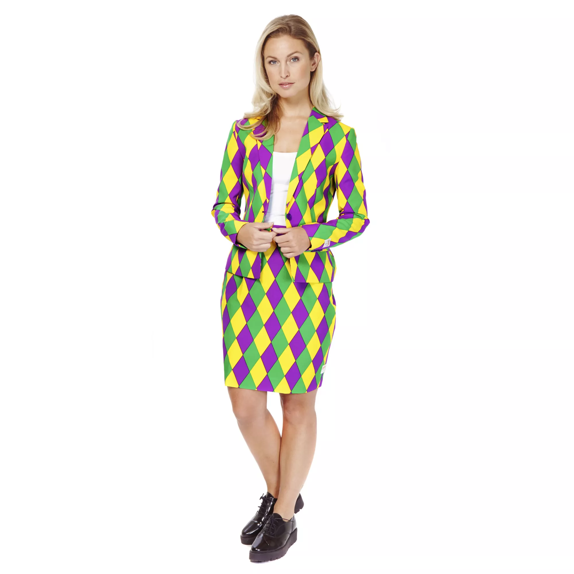 Adult Harlequeen Mardi Gras Skirt Suit at Spirit Halloween