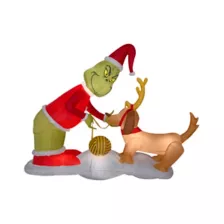 5 Ft Light-Up The Grinch And Max Inflatable Decorations - The Grinch Who Stole Christmas at Spirit Halloween