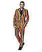 Adult Orange and Black Light Up Striped Suit