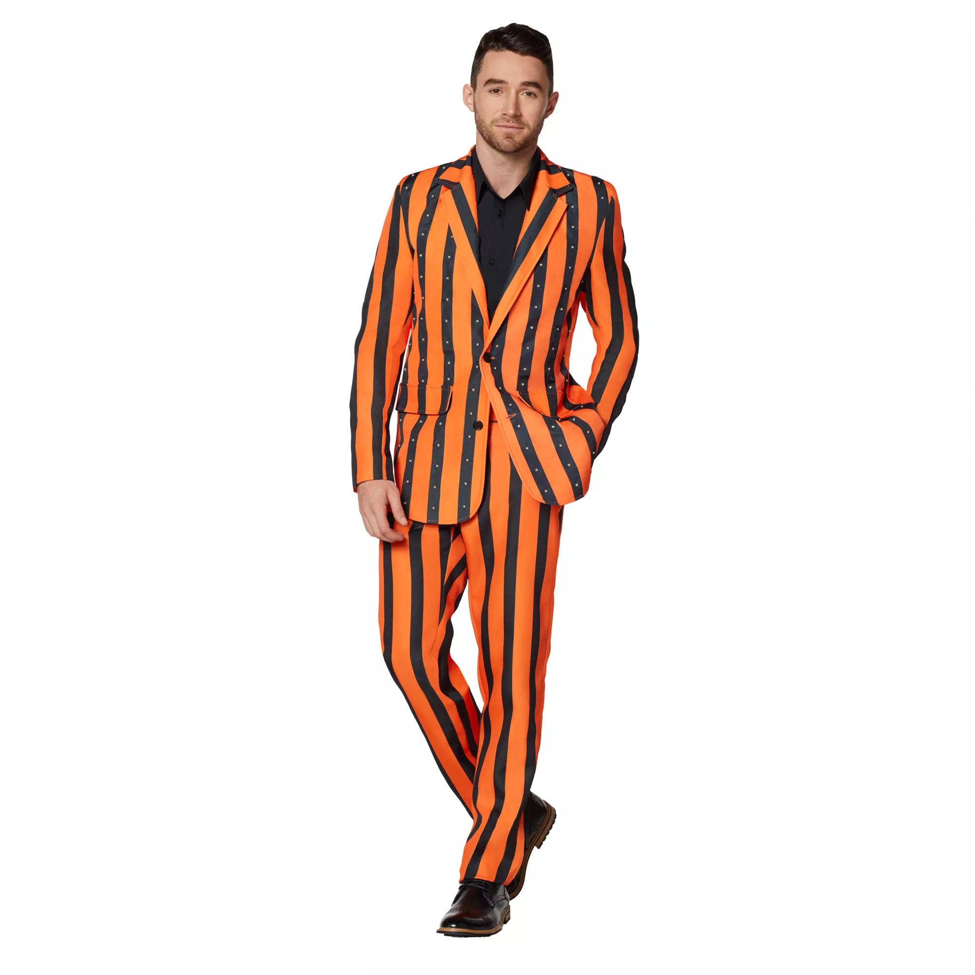 Adult Orange and Black Light-Up Striped Suit at Spirit Halloween