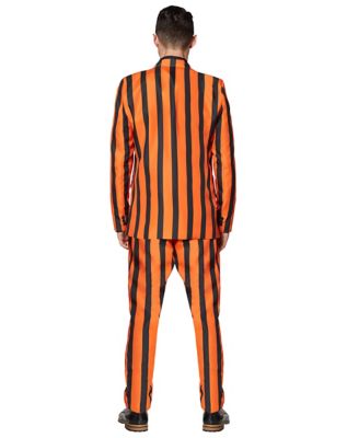 Adult Orange and Black Light Up Striped Suit