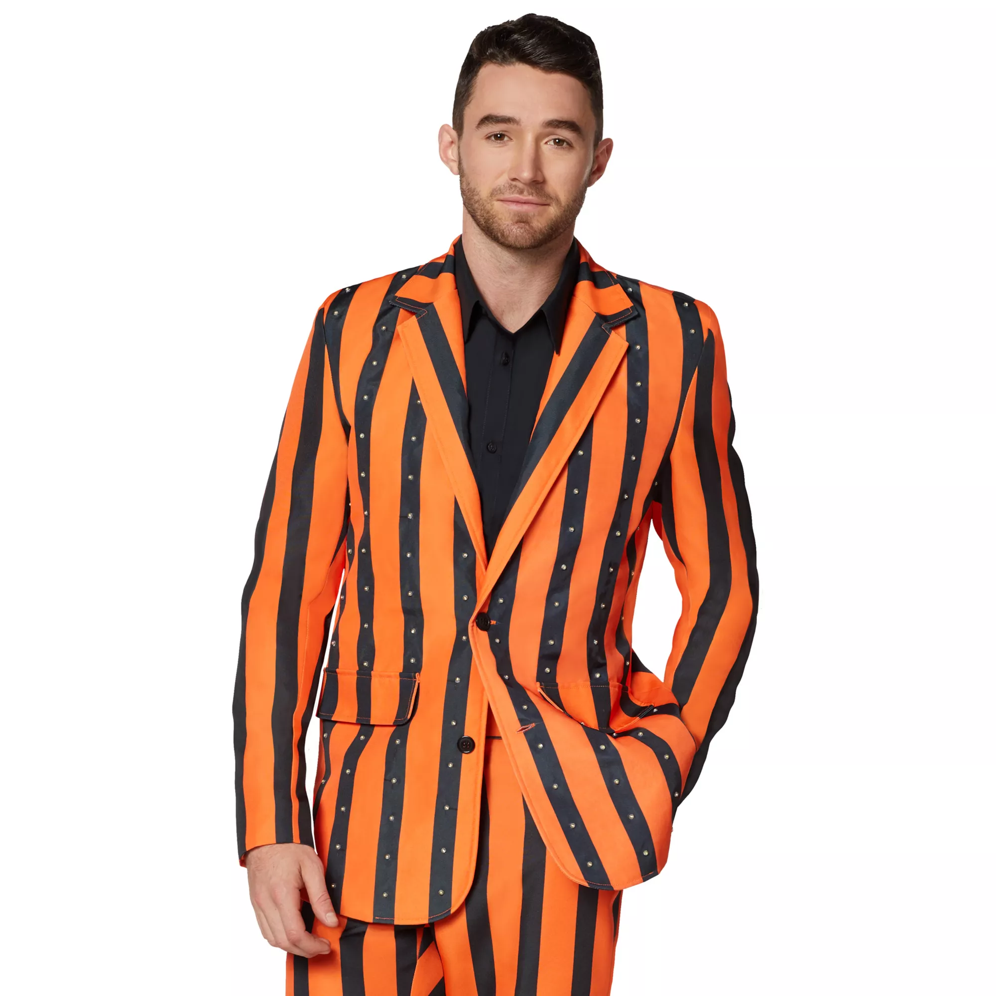 Adult Orange and Black Light-Up Striped Suit at Spirit Halloween