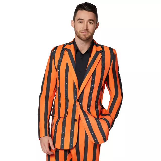 Adult Orange and Black Light-Up Striped Suit at Spirit Halloween