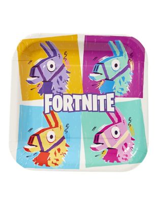 loot llama party plates 8 pack fortnite - fortnite cake decorations party city