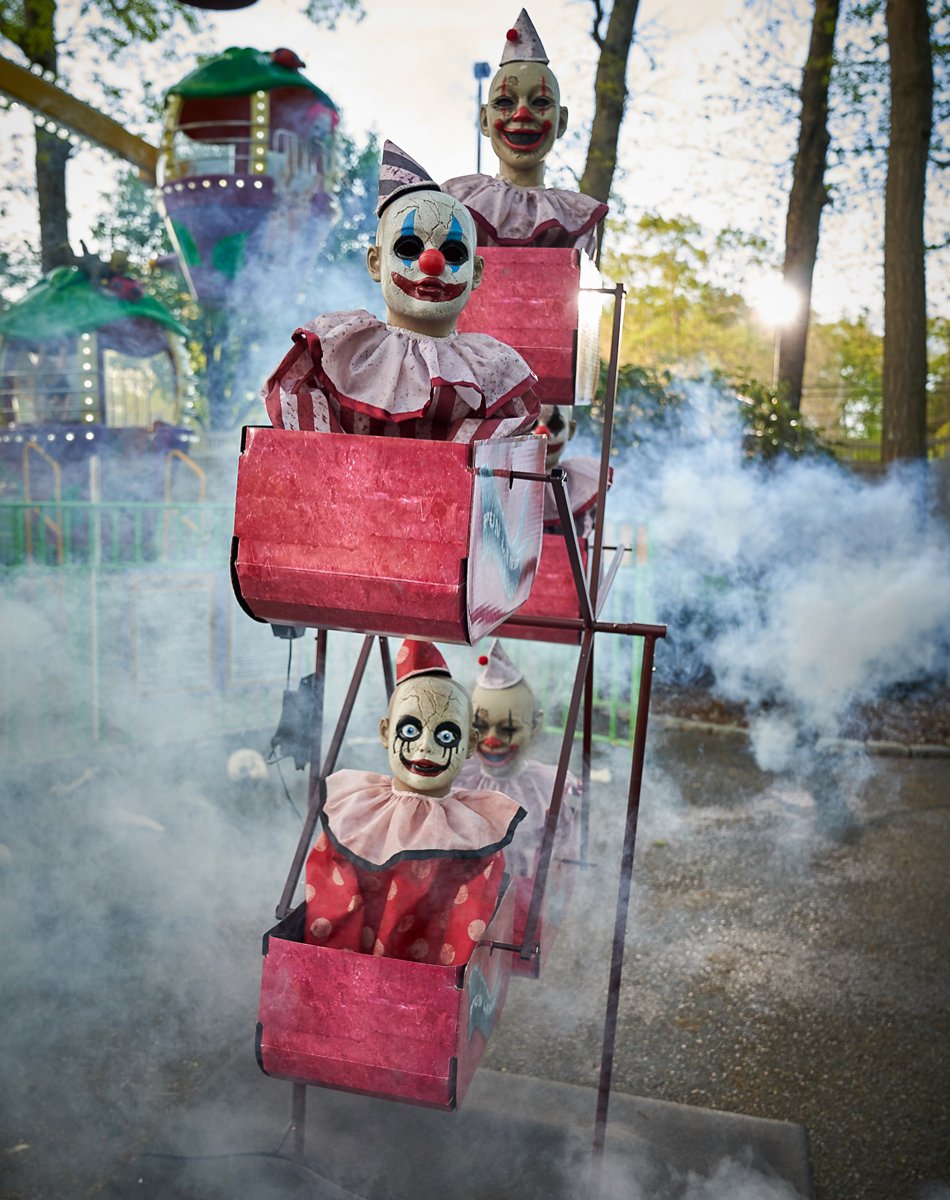 Animated CLOWN FERRIS WHEEL Prop Clowns Carnival Circus Fair Halloween Spirit 