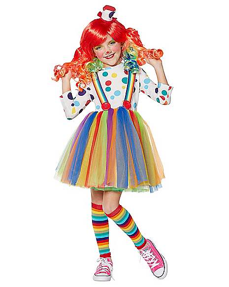 CRAZY COLOR CLOWN GIRLS HALLOWEEN COSTUME CHILD SIZE SMALL 4-6 