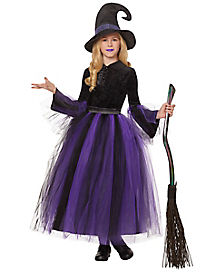 Ladies PURPLE WICKED WITCHES Fancy Dress Halloween Spooky Costumes Size 8-24 