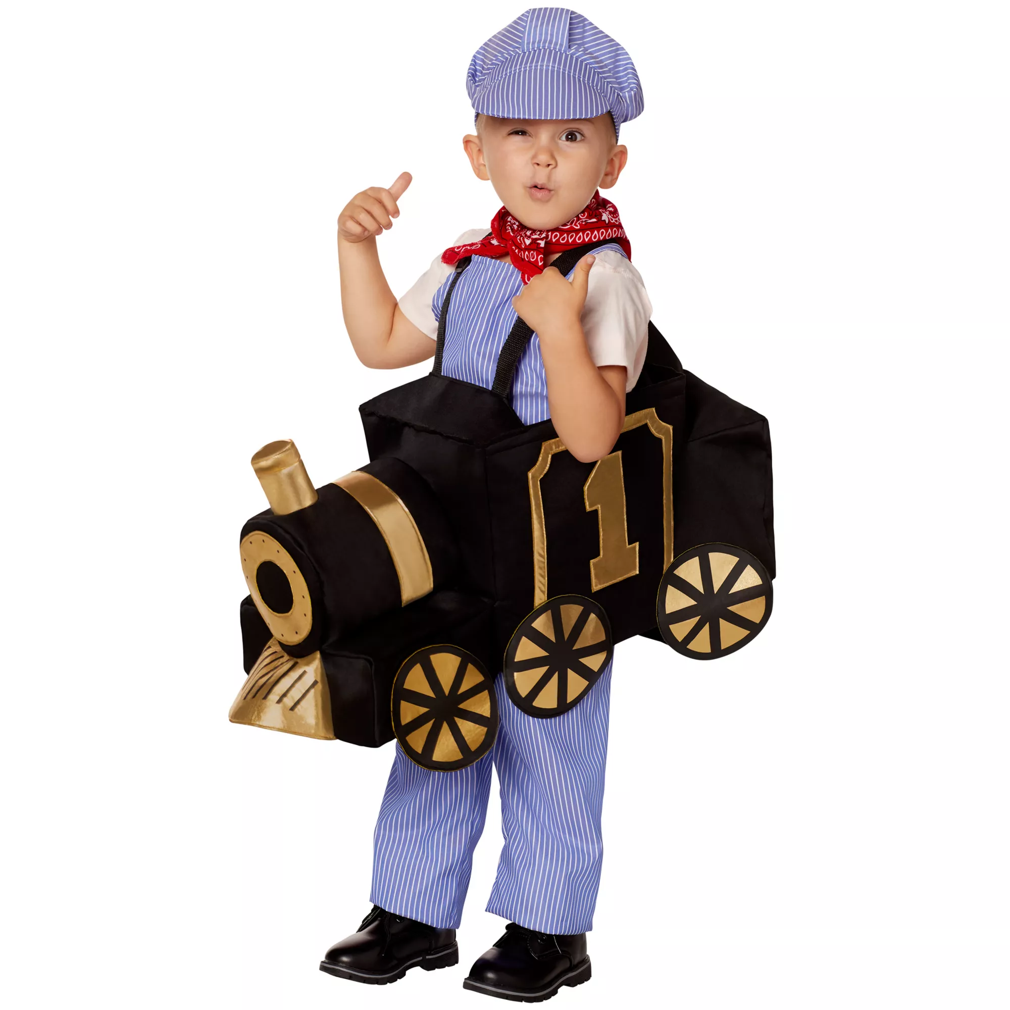 Toddler Ride-Along Train and Conductor Costume at Spirit Halloween