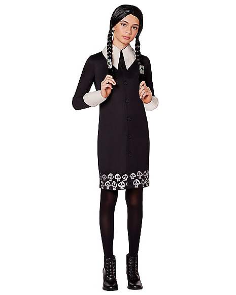 Creepy Schoolgirl Children Addams Family Fancy Dress Halloween Spider