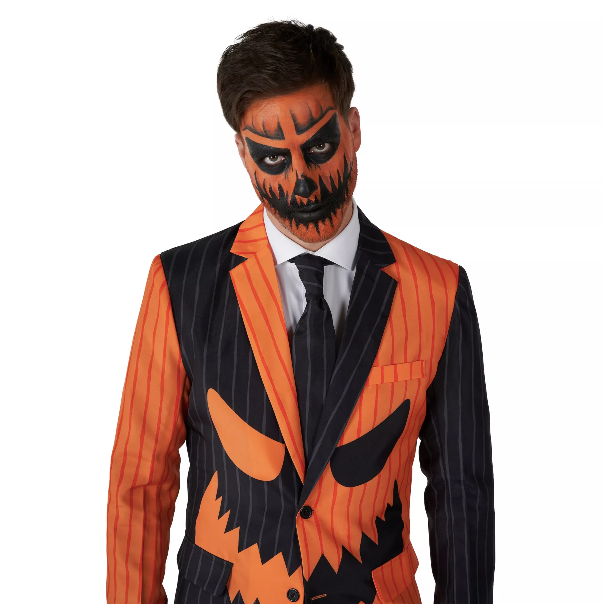 Adult Pinstripe Jack-O-Lantern Party Suit at Spirit Halloween