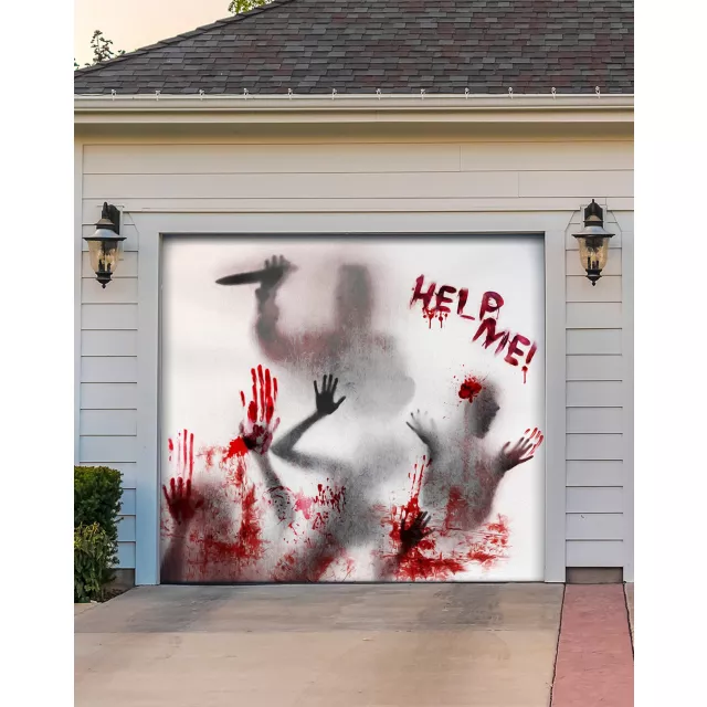 Bloody Hands Garage Single Door Cover at Spirit Halloween