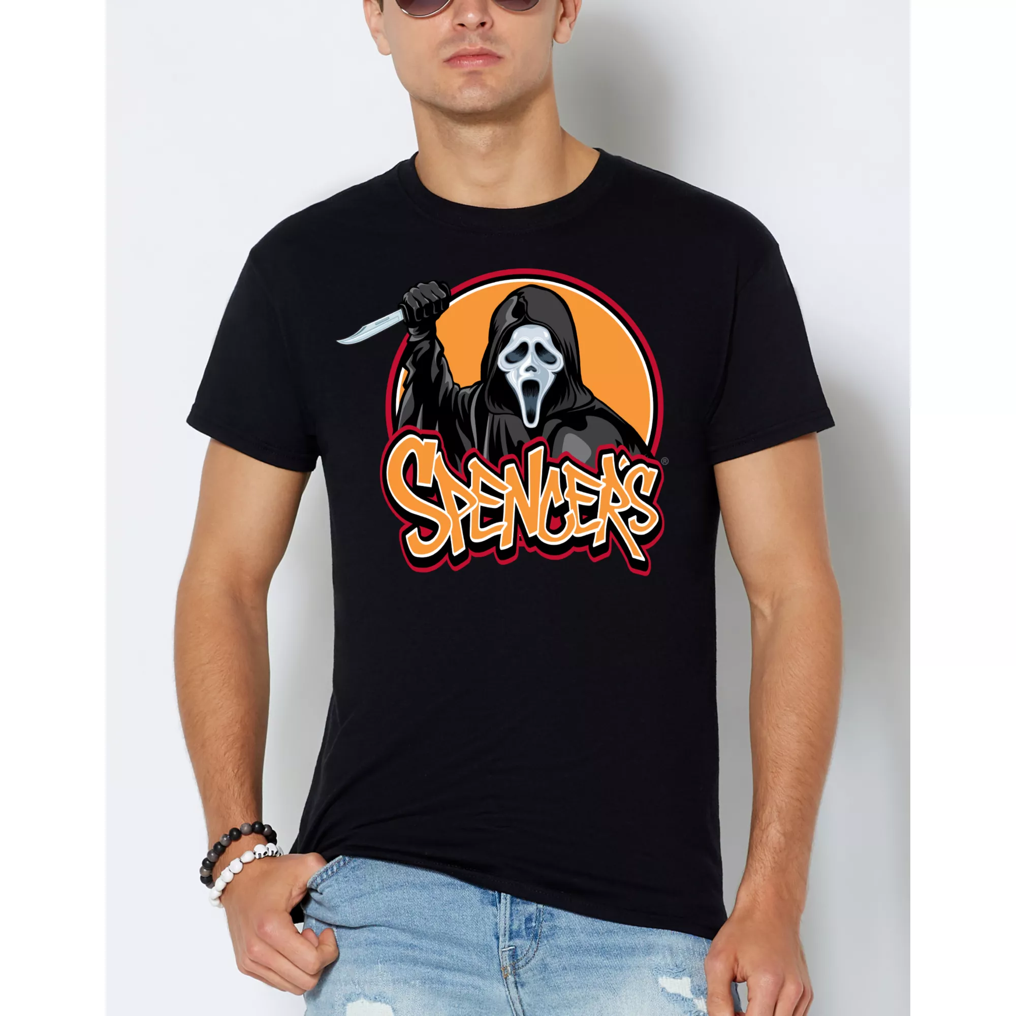 Ghost Face Spencer's Logo T Shirt at Spencer's