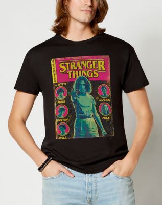 Stranger Things Men's Group Shot Comic Cover Short Sleeve T-Shirt - Black