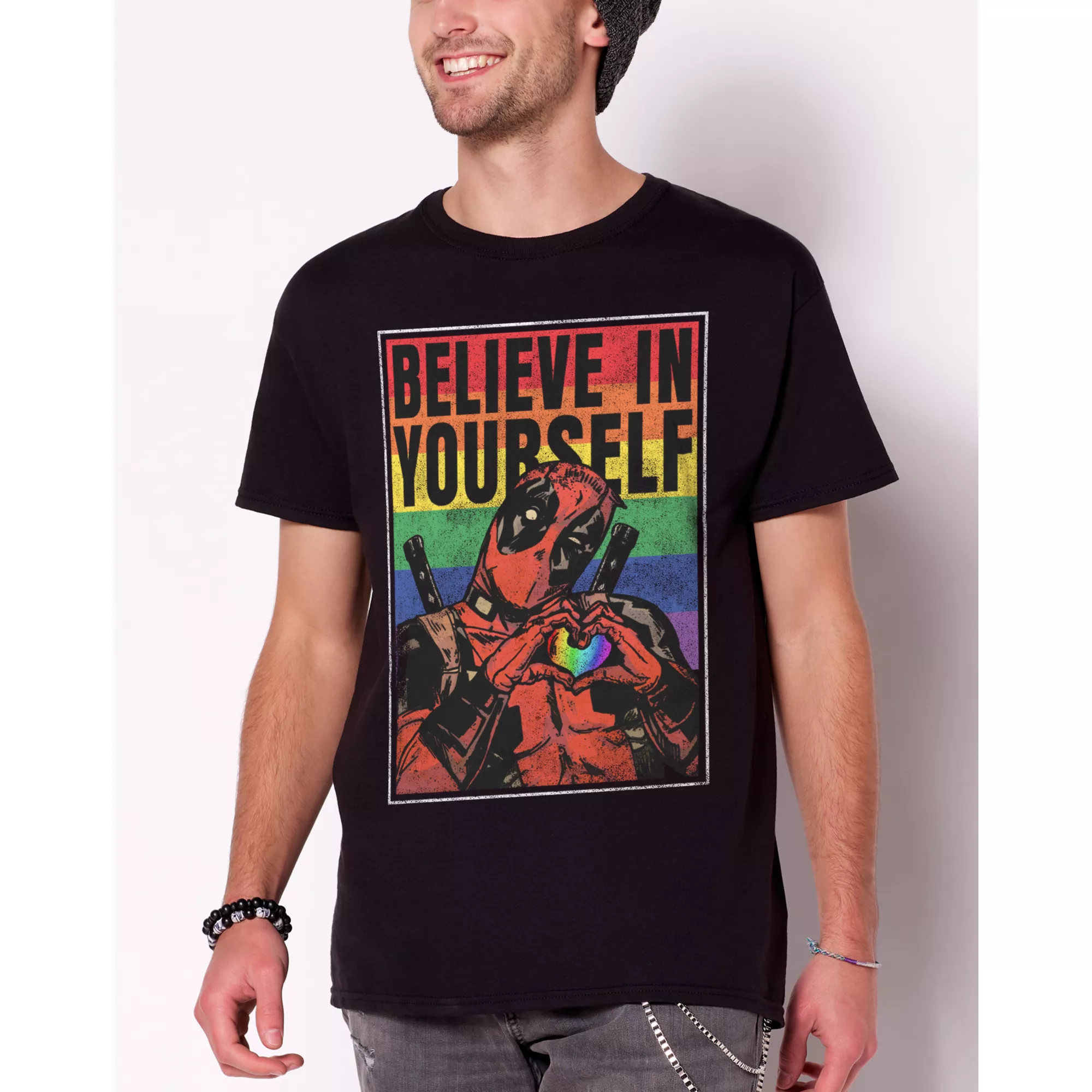 Believe In Yourself Rainbow Deadpool T Shirt at Spencer's