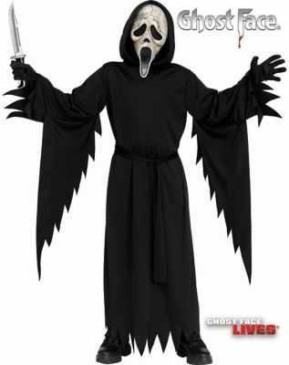 Scary Ghost Face Scream Mask Halloween Party Dress with Hood