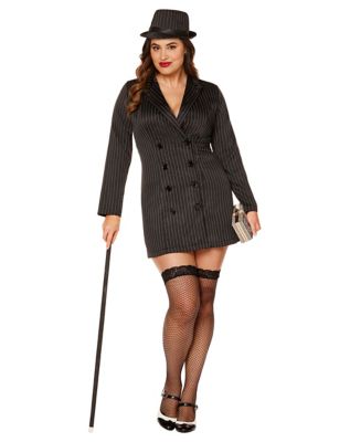 Adult Plus Size Gangster Dress Costume, Black, 2X - Spirit Halloween