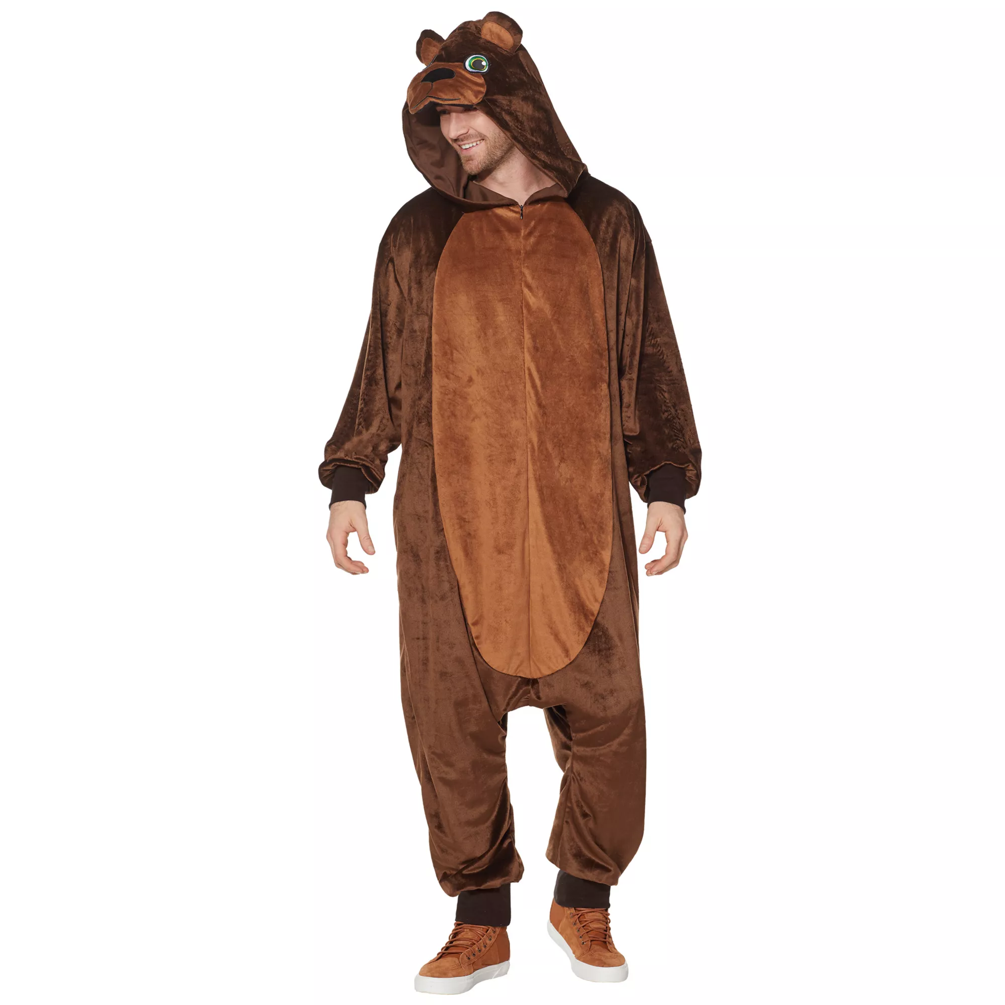 Adult Plus Size Bear Jumpsuit Costume at Spirit Halloween