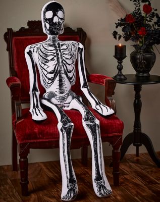 5 Ft White and Black Large Skeleton Plush - Spirithalloween.com