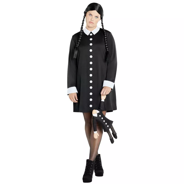 Plus size wednesday addams halloween costume best sale