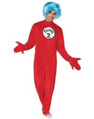 Adult The Thing Plus Size Jumpsuit Costume - The Cat in the Hat, Red, 2X - Spirit Halloween
