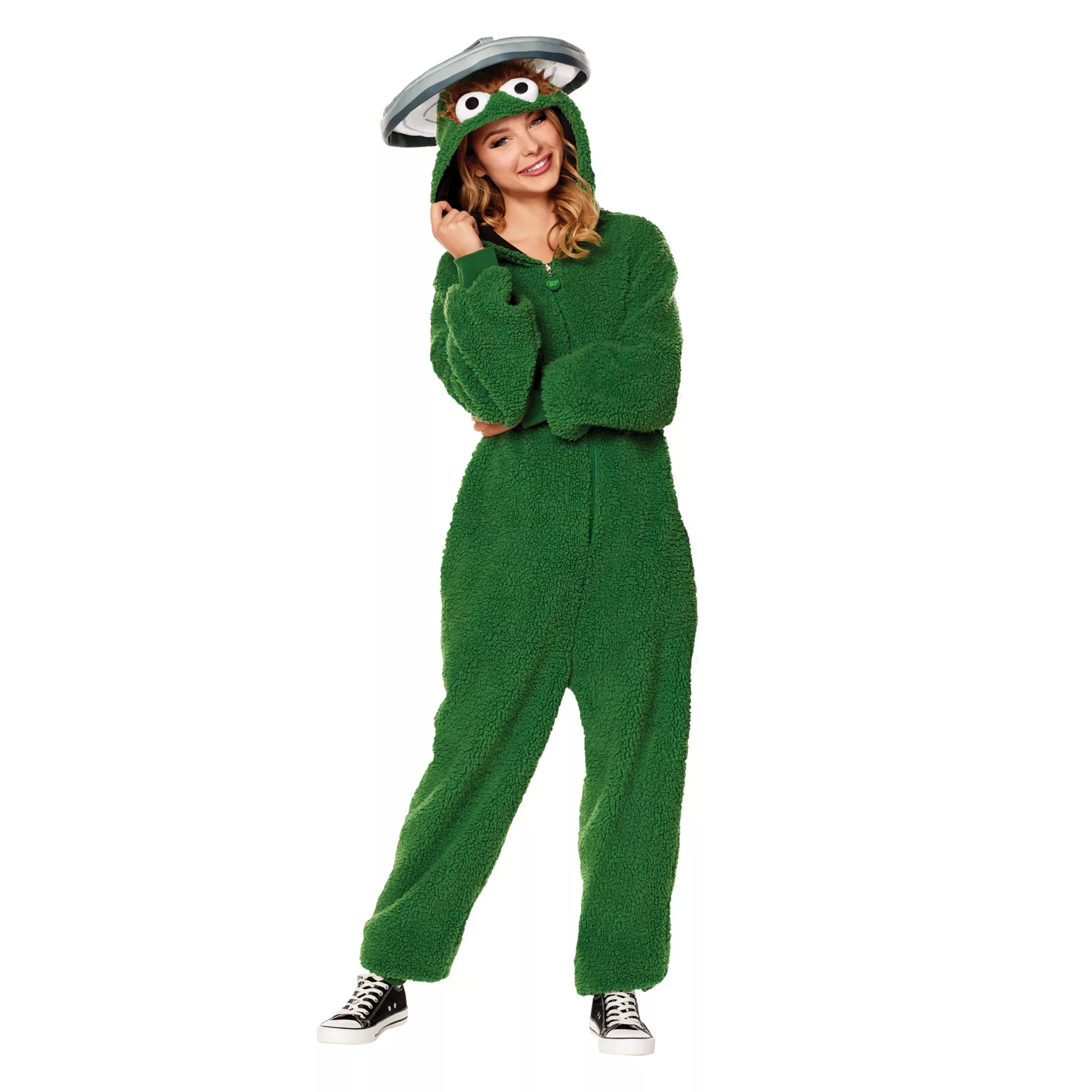 Adult Oscar the Grouch Plus Size Jumpsuit Costume - Sesame Street at Spirit Halloween