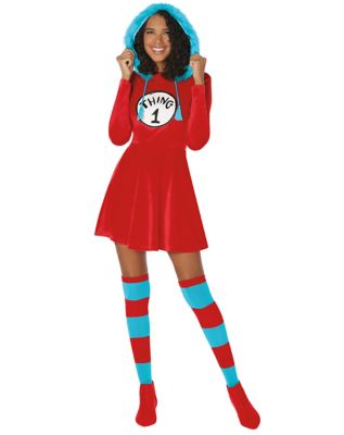 Adult Thing 1 Dress Plus Size Costume - Dr. Seuss, Red, 2X - Spirit Halloween