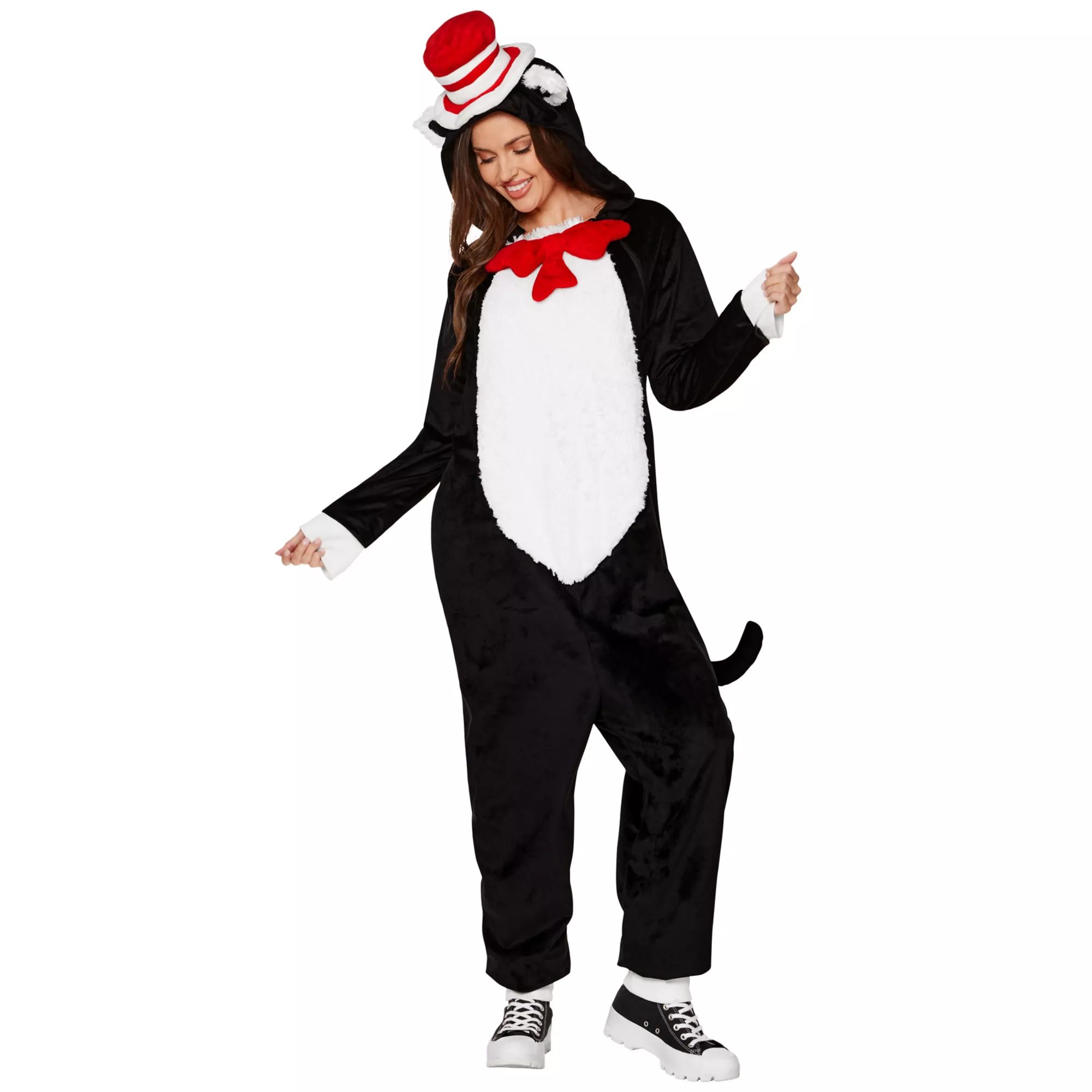 Adult Cat in the Hat Jumpsuit Plus Size Costume at Spirit Halloween