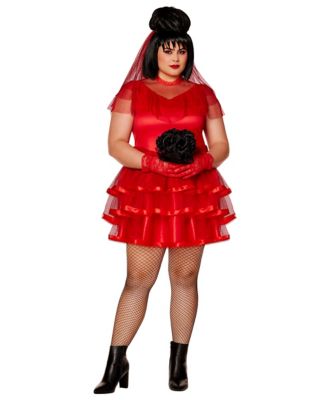 Adult Lydia Deetz Short Dress Plus Size Costume - Beetlejuice, Red, 2X - Spirit Halloween