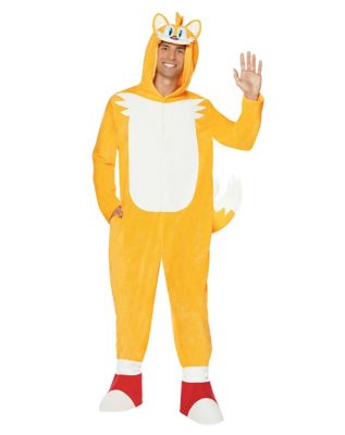 Adult Tails Jumpsuit Costume - Sonic the Hedgehog, Yellow/Black/Red, Large/X-Large - Spirit Halloween