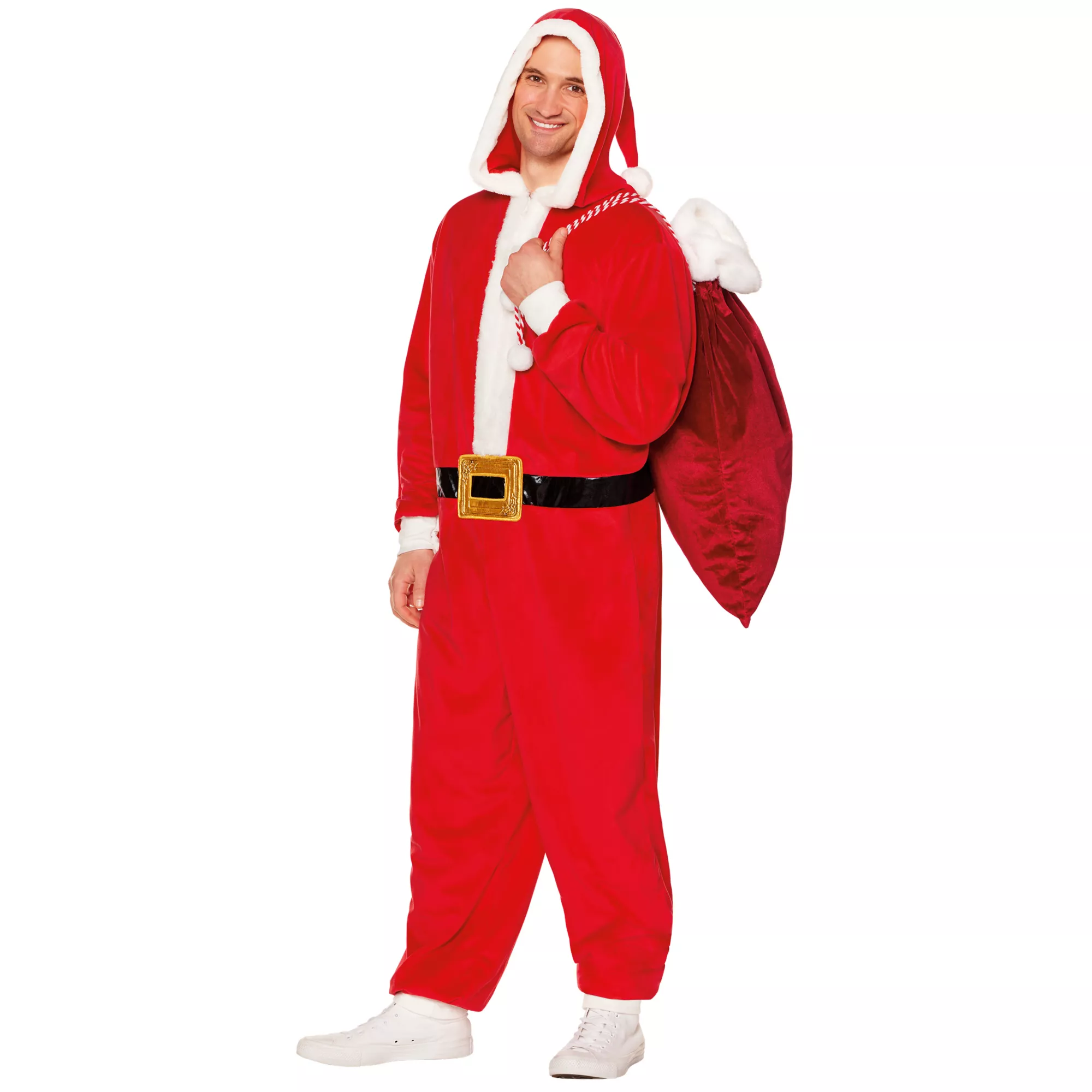 Adult Santa Hooded Jumpsuit Costume at Spirit Halloween