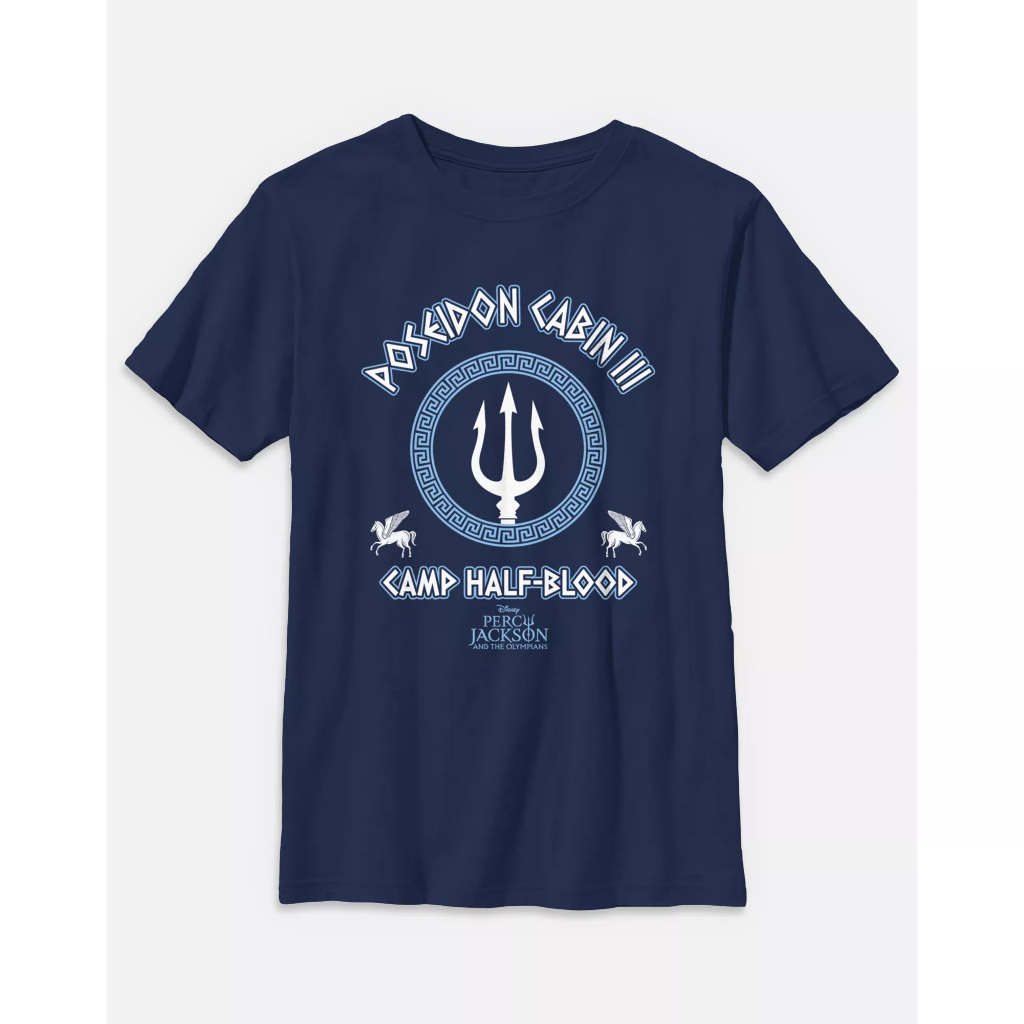 Kids Percy Jackson Camp Half-Blood Poseidon Cabin III Navy T Shirt at Spirit Halloween