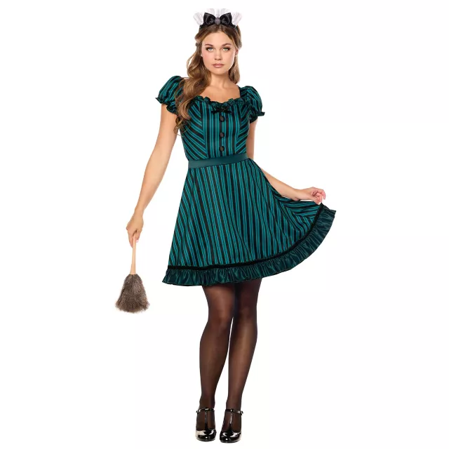 Adult Haunted Mansion Maid Costume, Green, Small