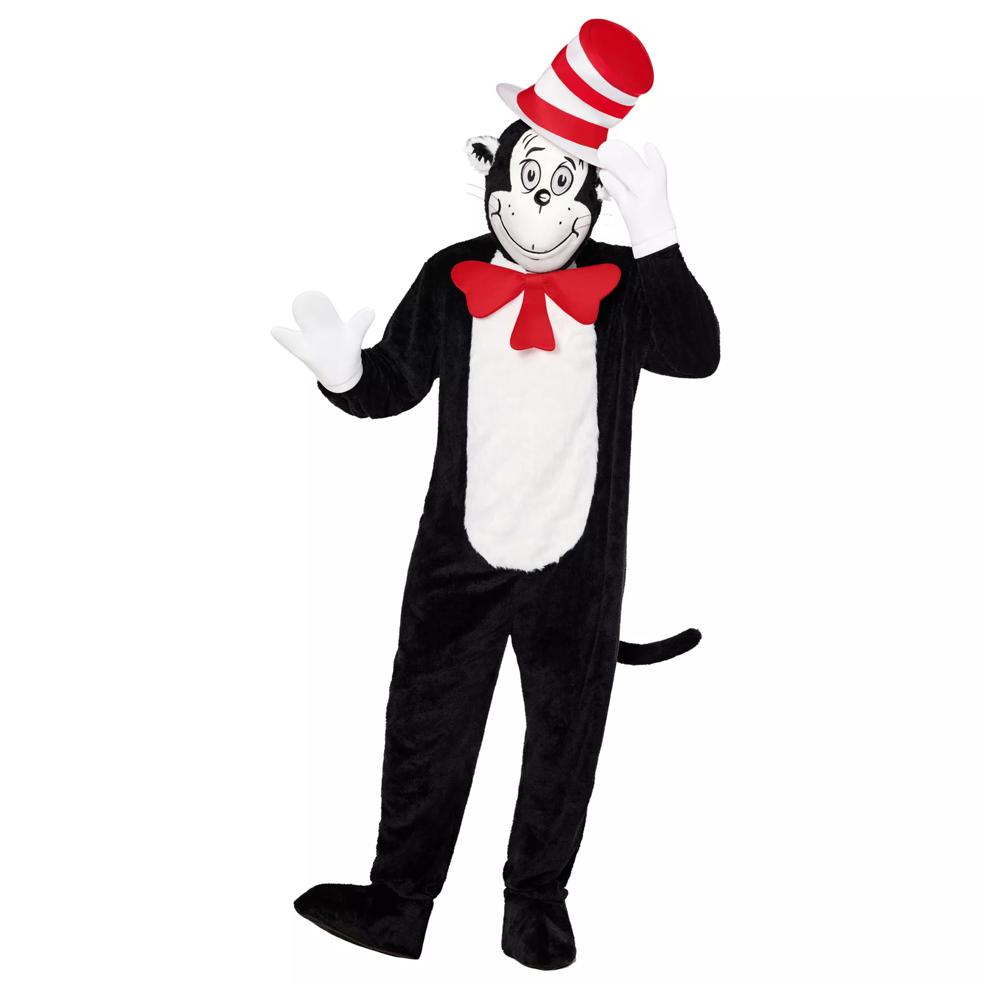 Adult Cat in the Hat Mascot Jumpsuit Costume - Dr. Seuss at Spirit Halloween