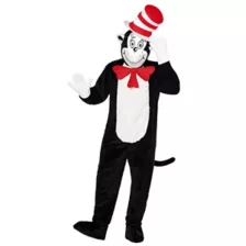 Adult Cat in the Hat Mascot Jumpsuit Costume - Dr. Seuss at Spirit Halloween