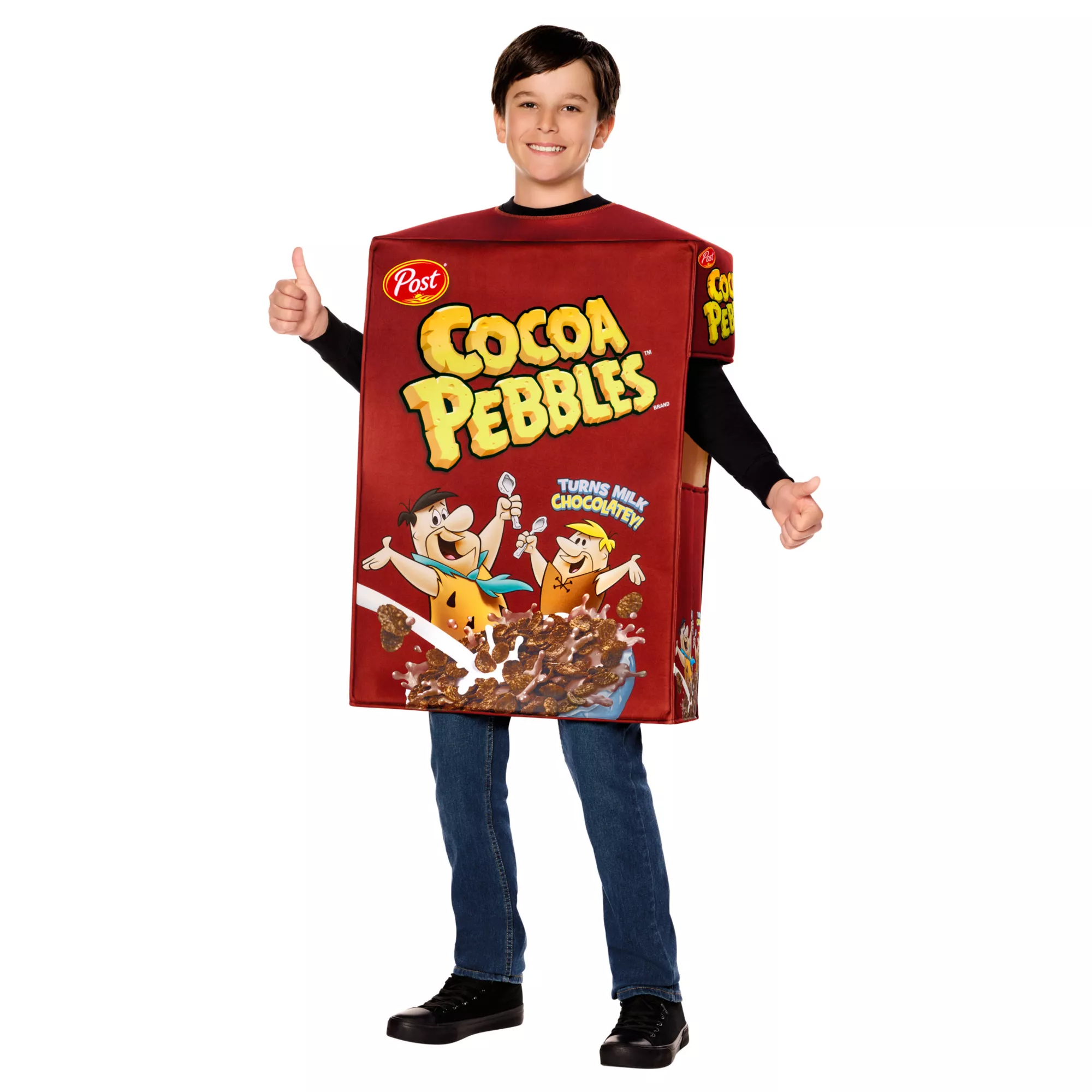 Kids Cocoa Pebbles Cereal Box 3D Costume at Spirit Halloween