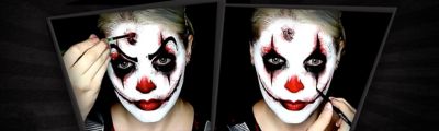 Creepy Clown Face Paint  Halloween Make up Tutorial 