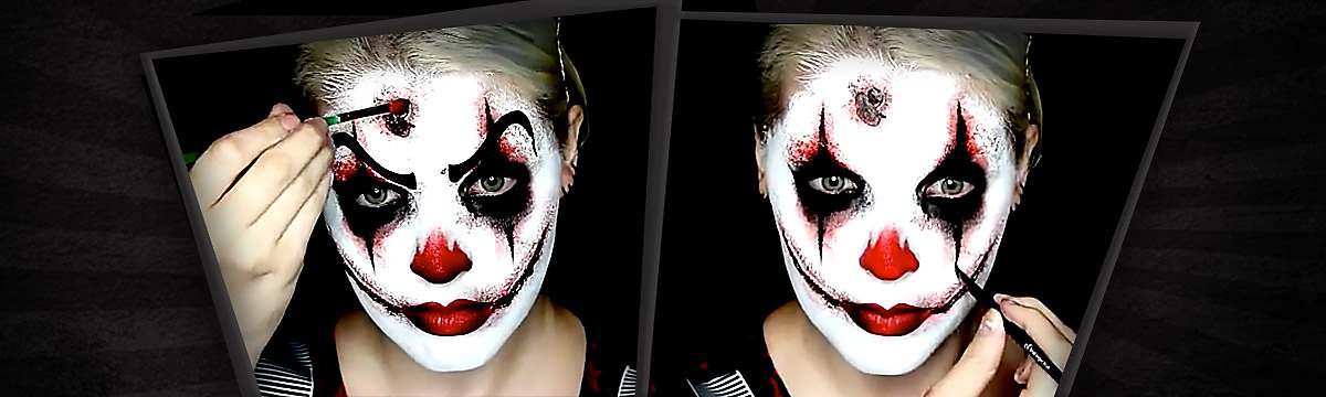 Clown Make Up Kit Face Painting Set With Red Nose Halloween Scary Horror Killer