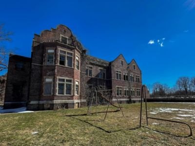 Pictured: The exterior walls and lawn of Pennhurst Asylum