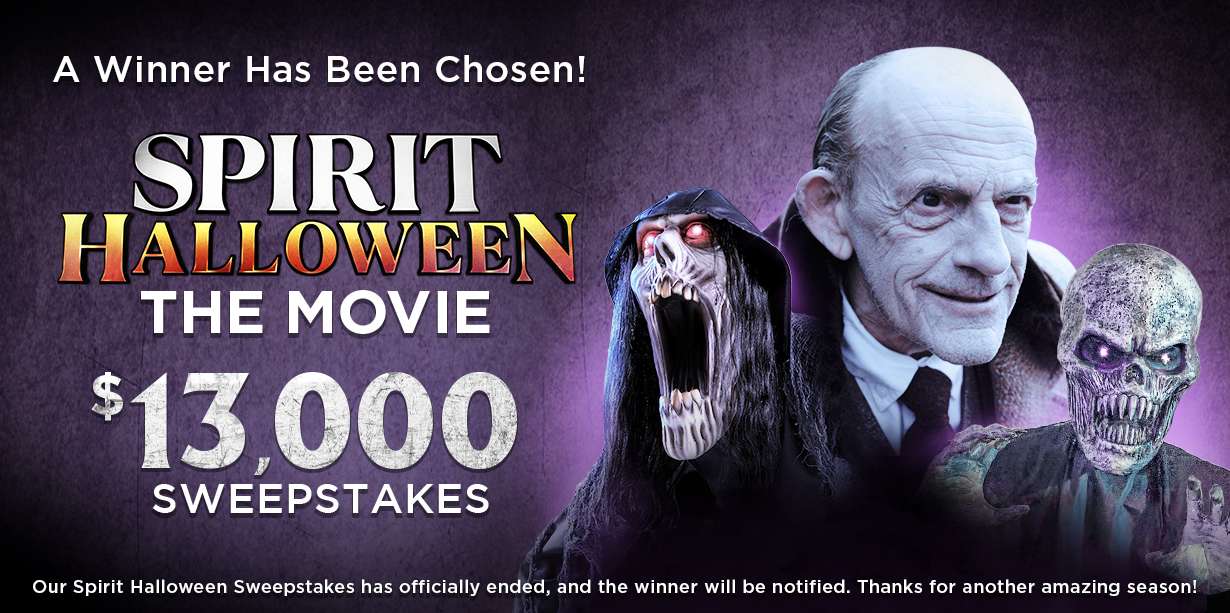 Our Spirit Halloween sweepstakes has officially ended and the winner will be notified on or before November 18, 2022.  Thanks for another amazing season and shop with us online to keep your Halloween Spirit alive all year long!