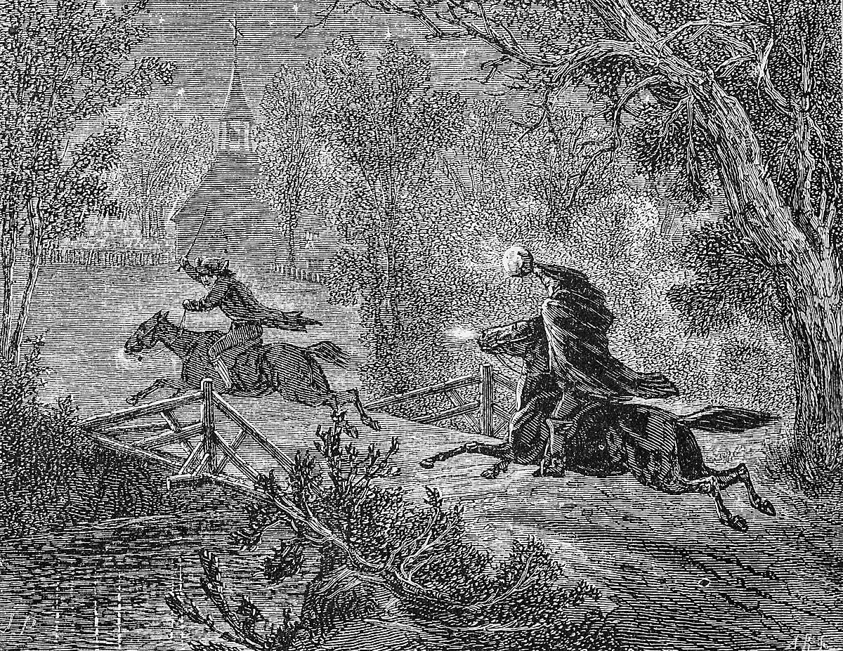 The Headless Horseman chases Ichabod Crane in "The Legend of Sleepy Hollow"