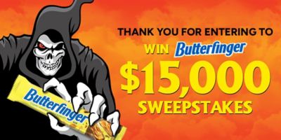 Thank you for entering the Spirit Halloween x Butterfinger $15,000 Sweepstakes!