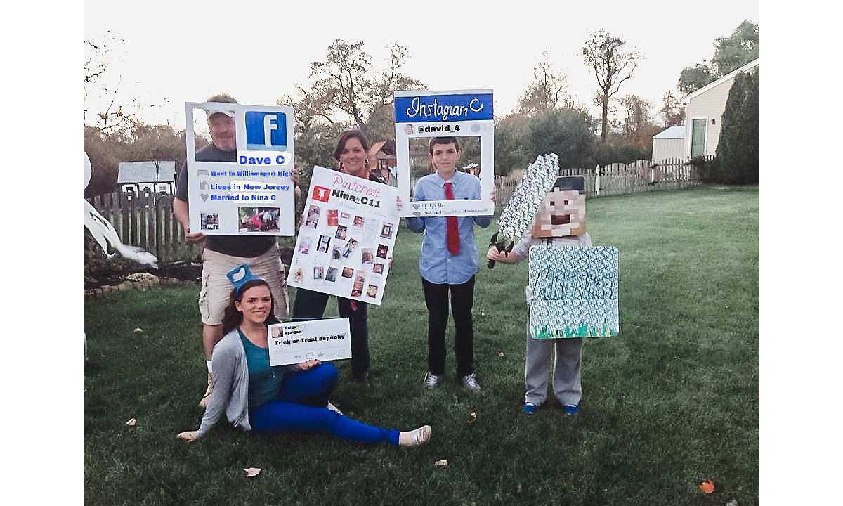 family childhood halloween costume social media icons